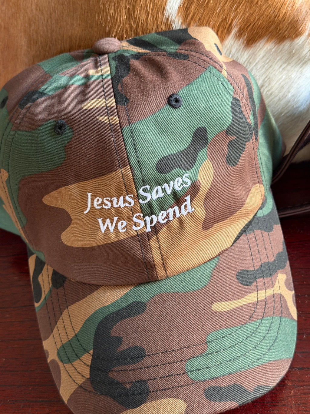 Jesus Saves We Spend Hat