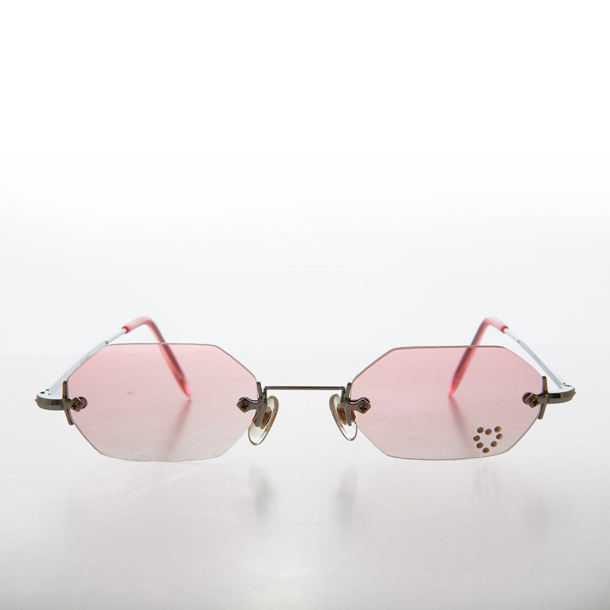 Heart Rhinestone Rimless Vintage Sunglasses - Splashy