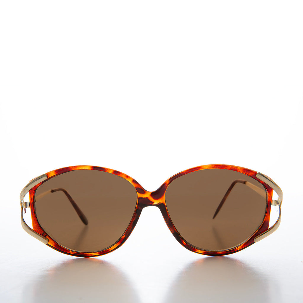 Large Women's Vintage Sunglass with Gold Accents - Fern 2
