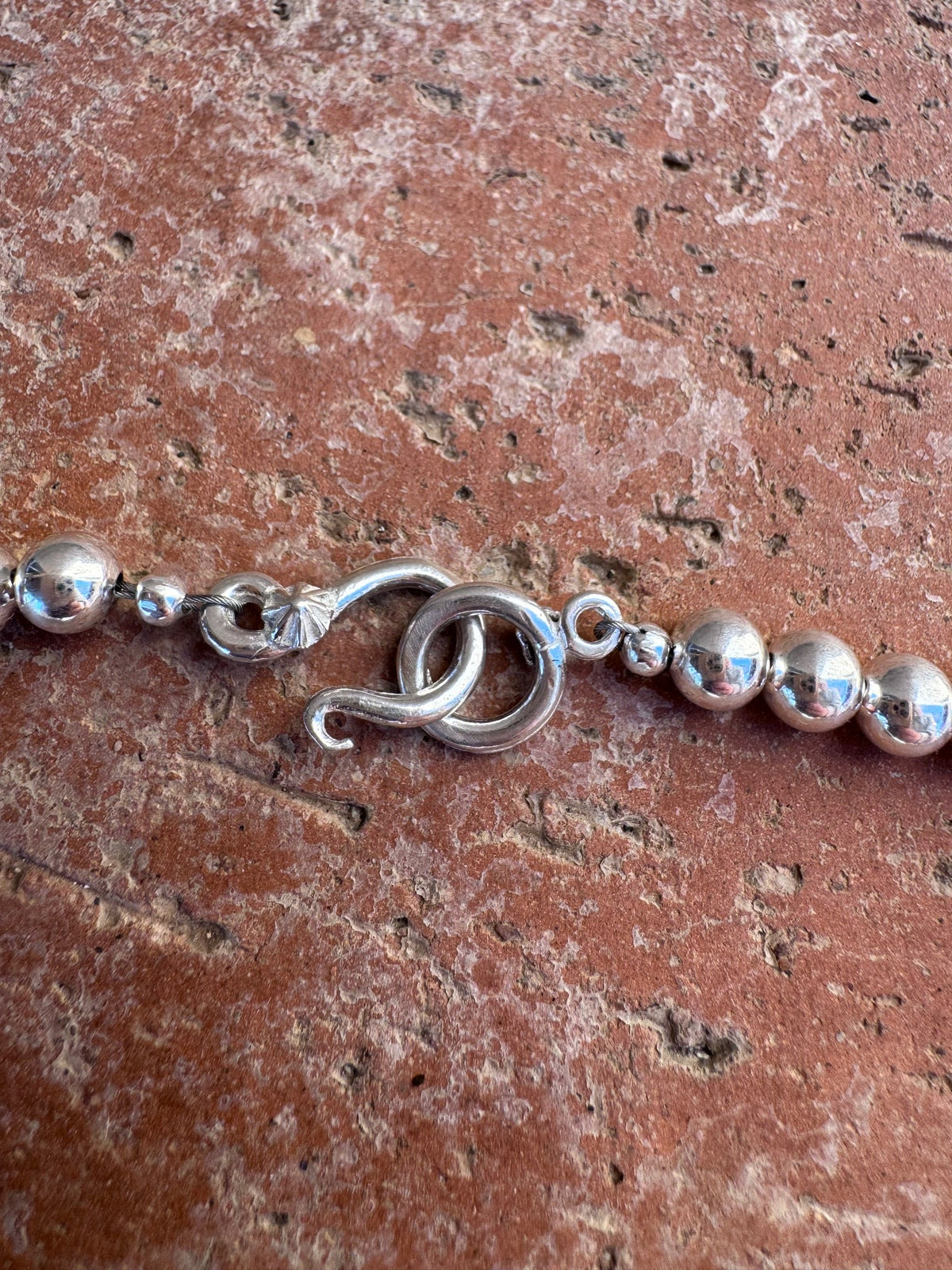 Handcrafted Sterling Silver Elegant Pearl Style Beaded Necklace 6mm