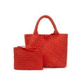 The Charli | Large Woven Neoprene Tote with Wristlet | Scarlet