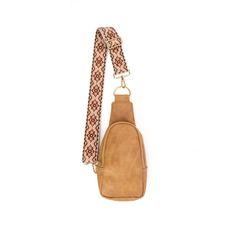 The Atlas | Zippered Sling Bag (Camel) - Pick Your Strap
