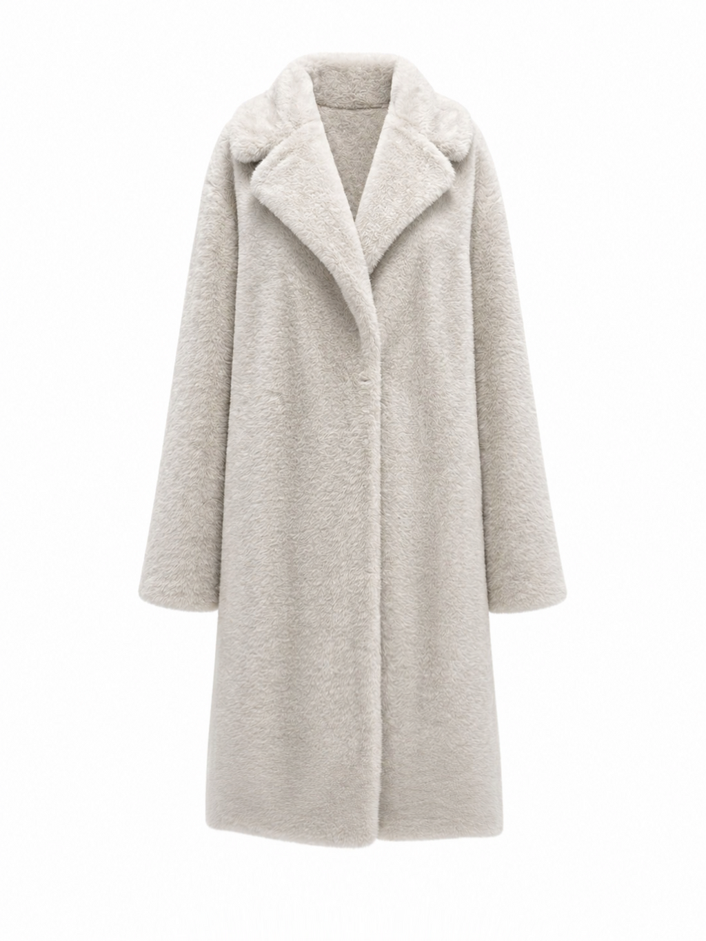 Eden Faux Mink Effect Fur Coat in Ivory