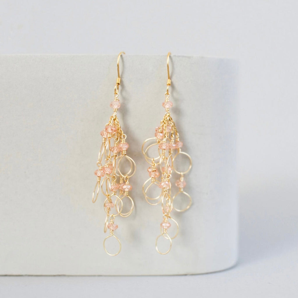 Pearl Gold Chain Loop Earrings