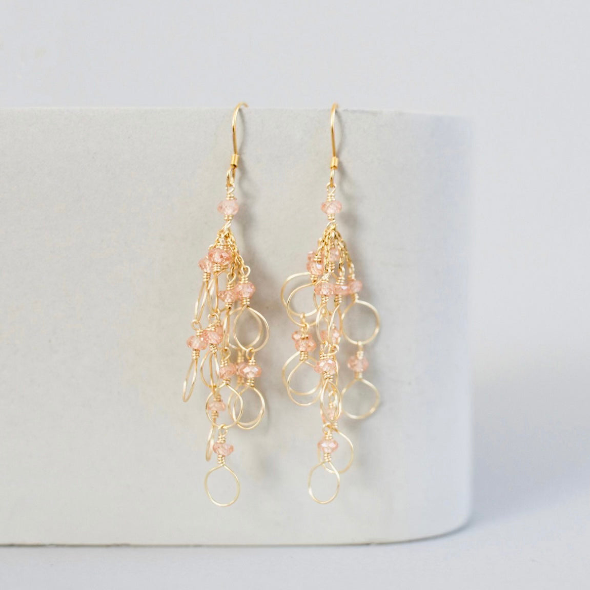 Pearl Gold Chain Loop Earrings