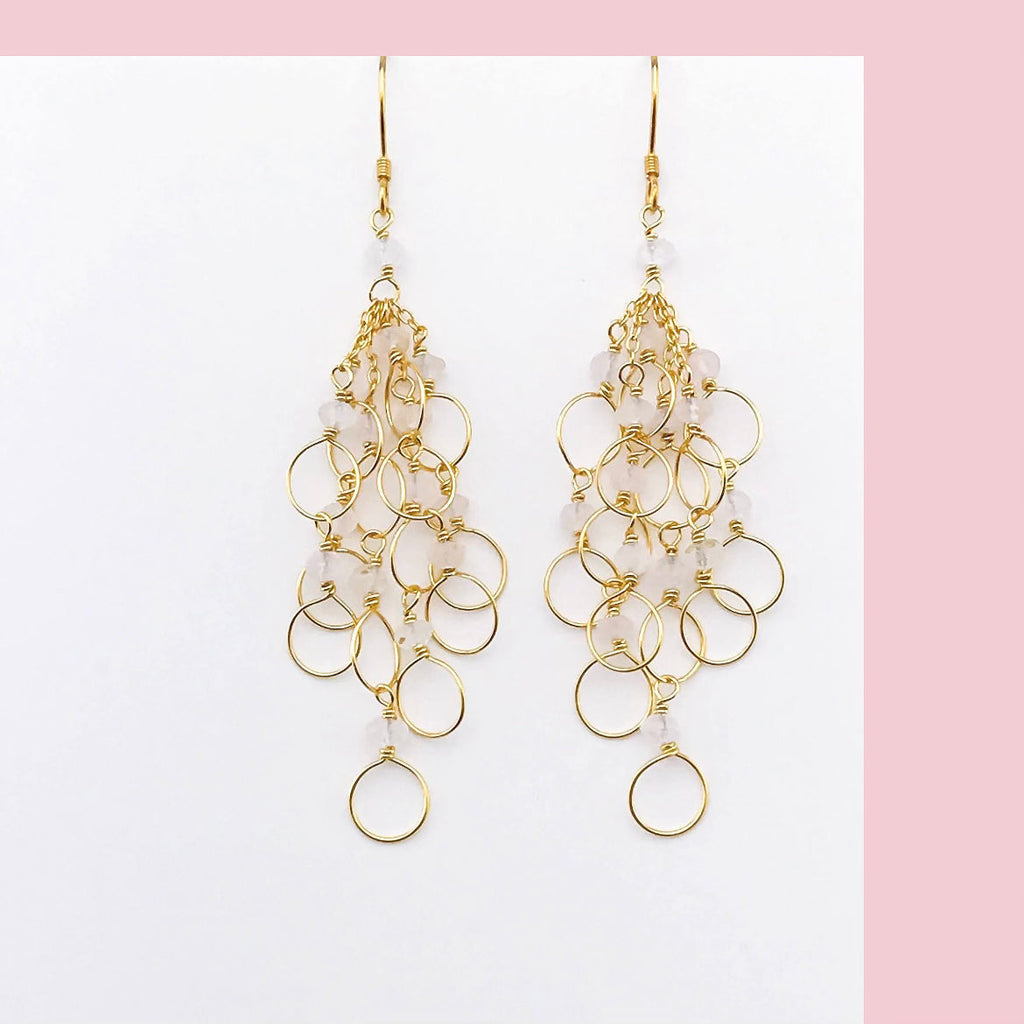 Pearl Gold Chain Loop Earrings