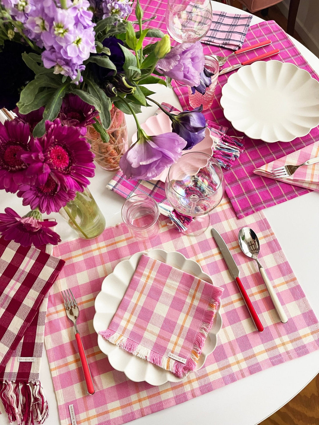 Archive NY Abigail Plaid Placemat in Bubblegum