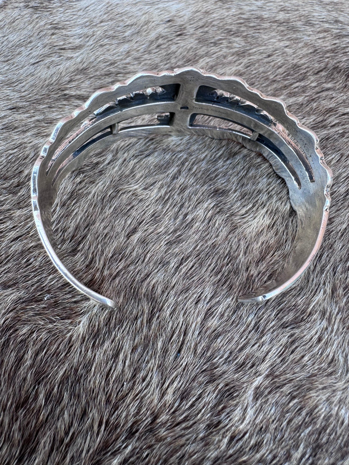 Handmade Sterling Silver Golden Hills Turquoise Thunderbird Cuff Style 3