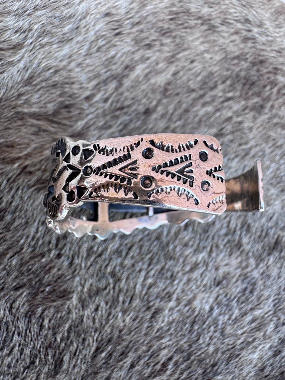 Handmade Sterling Silver Golden Hills Turquoise Thunderbird Cuff Style 3