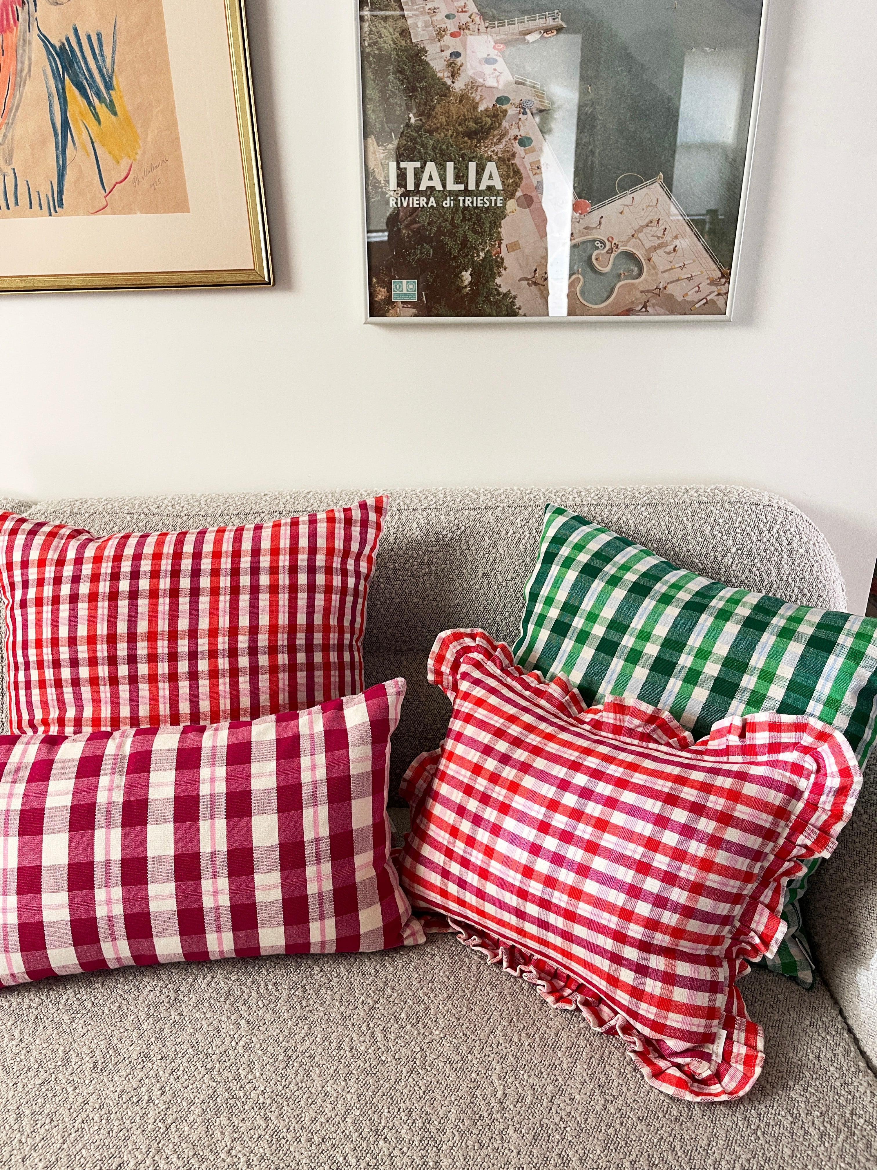 Abigail Cranberry Plaid Pillows