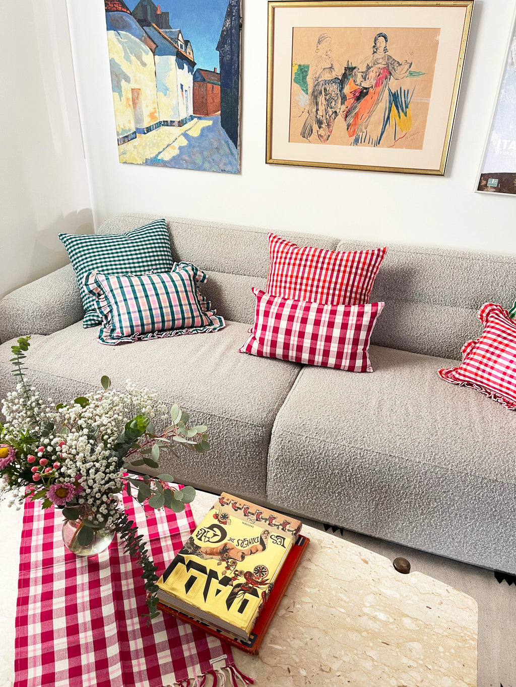 Abigail Cranberry Plaid Pillows