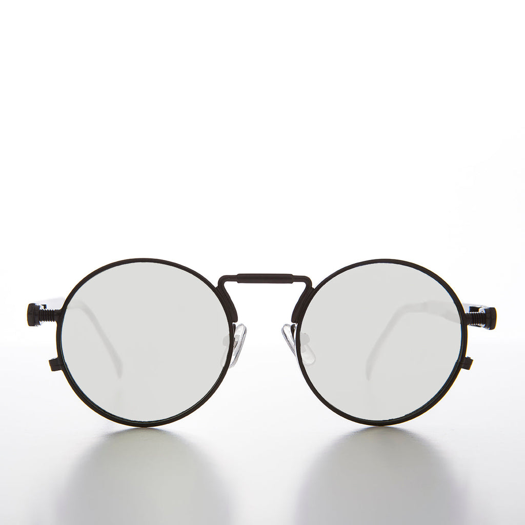Round Black Metal Goth Steampunk Sunglass - Ivan 2