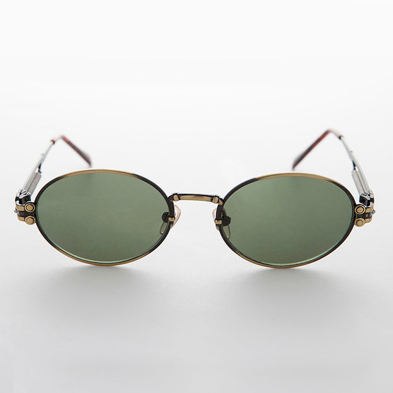 Spring Temple Oval Steampunk Vintage Sunglass - Jeter