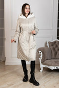 ⇆ Reversible Faux Alpaca Satin Hooded Coat