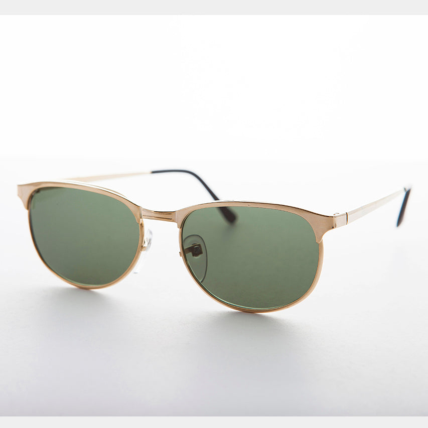 Metal Horn rim Vintage Sunglass with Glass Lens - Jones