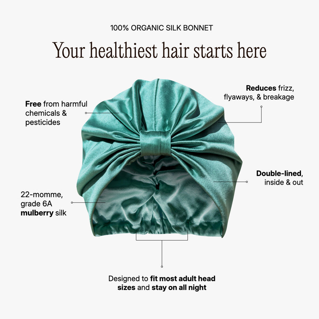 Organic Silk Hair Bonnet Jade Green