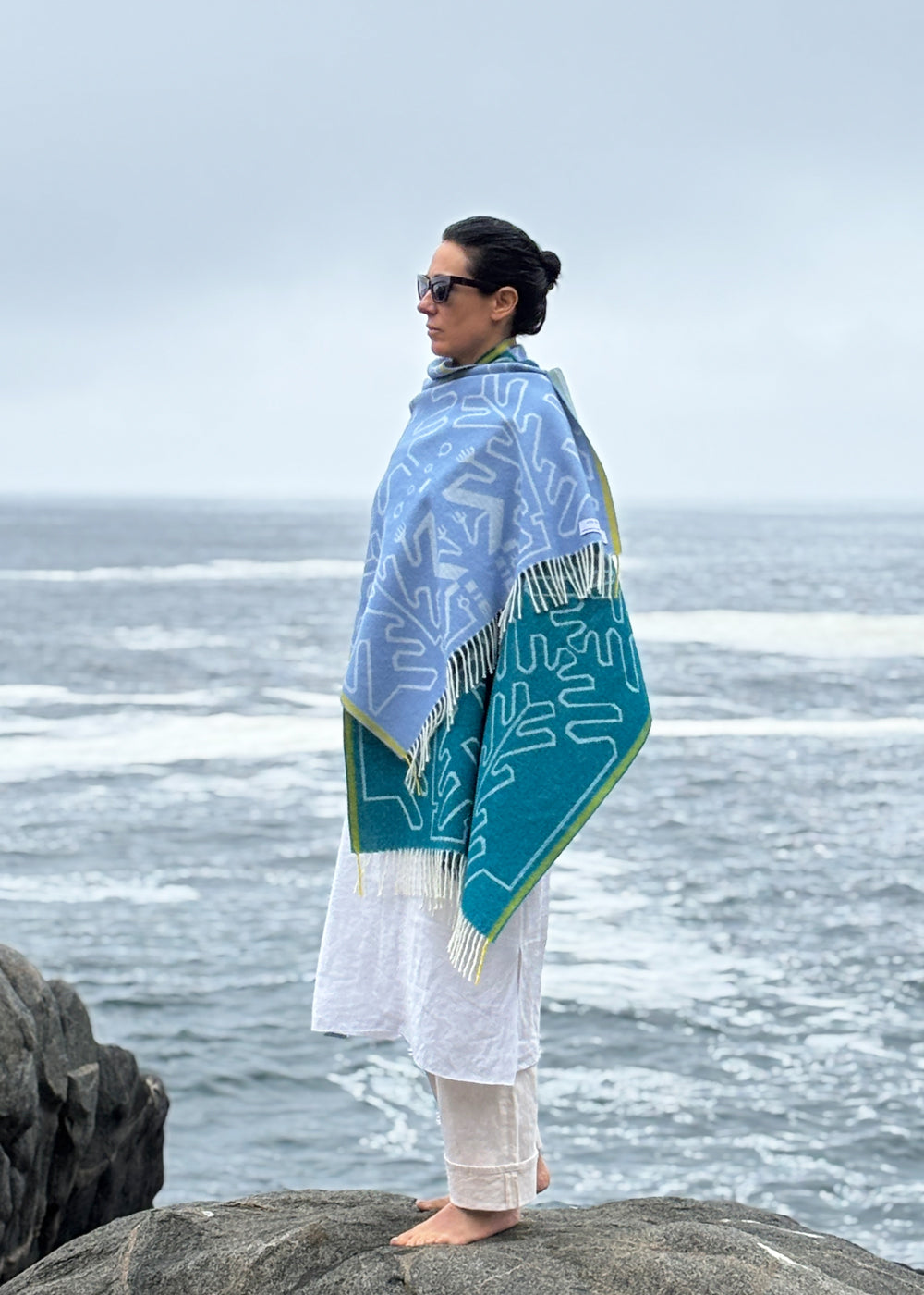 SHAWL - Baby Alpaca DUO BLUE