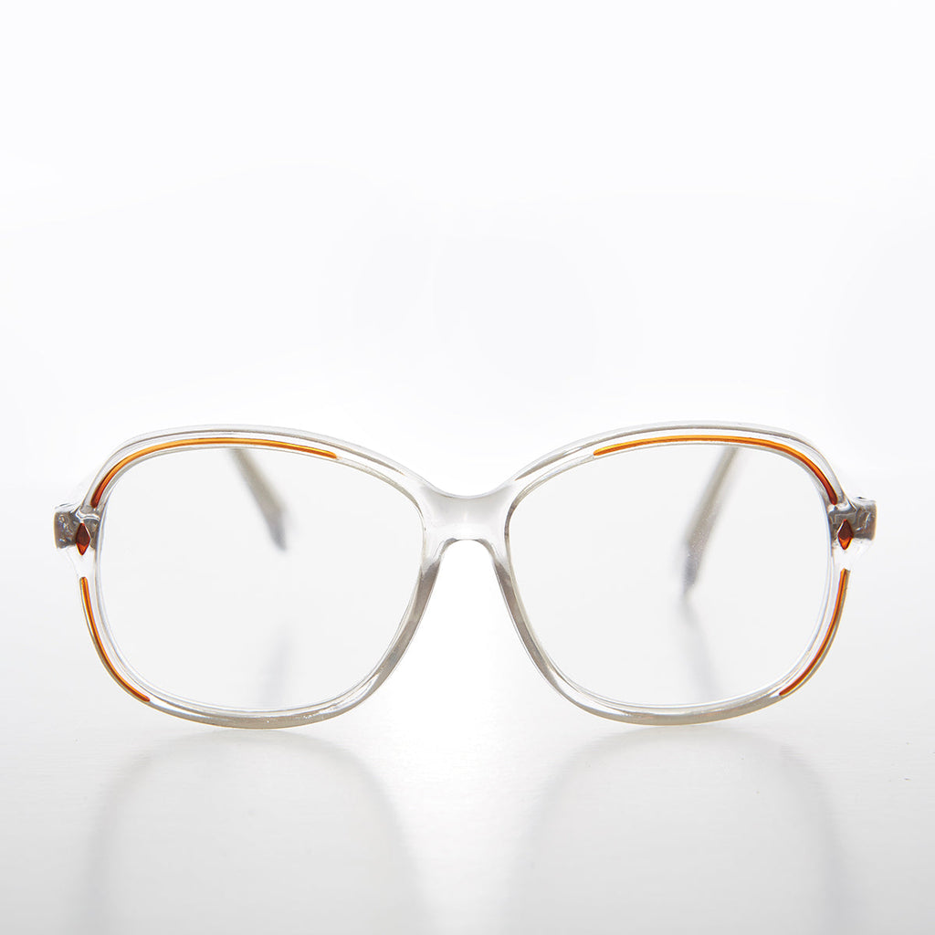 Clear Women's Retro Reading Glasses with Color Accents - Kara