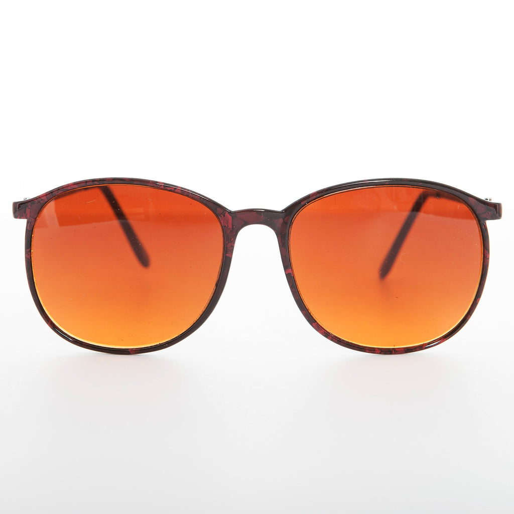 Round Vintage Sunglasses with Orange Lens - Keaton
