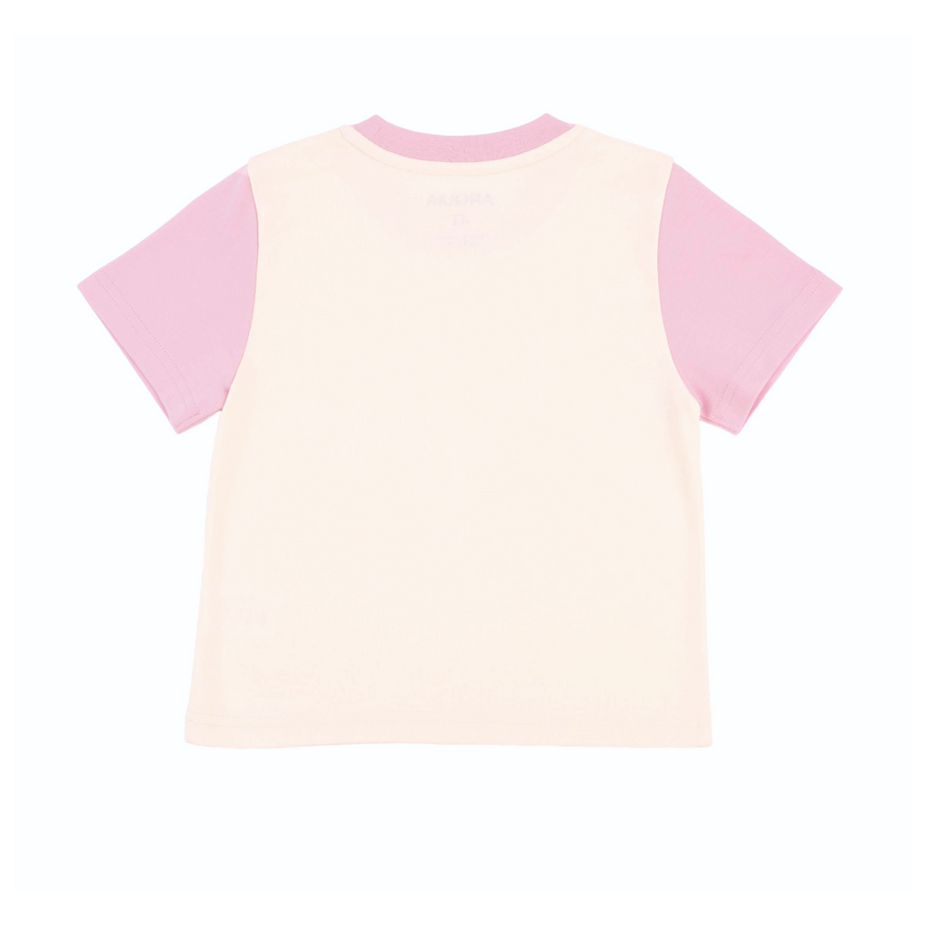 Kids Colorblock Tee White with Pink