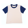 Kids Colorblock Tee in White with Navy Blue