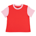 Kids Contrast Tee in Engine Red with Pink
