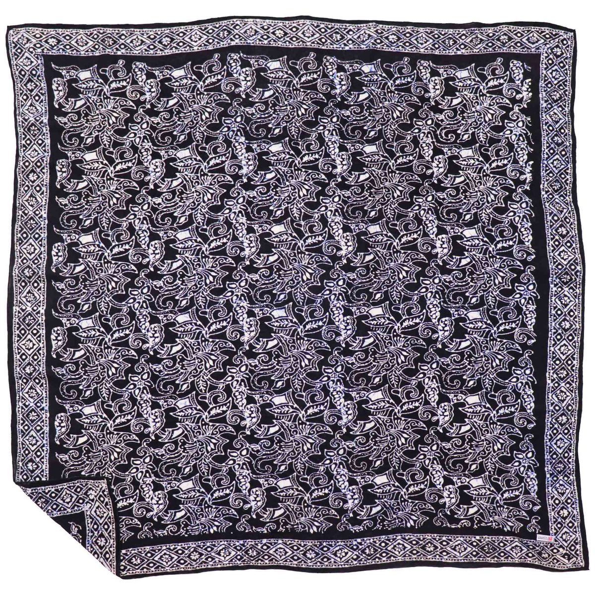 Large 39" Hand Dyed Batik Bandana, 100% Soft Cotton, Wings, Blue