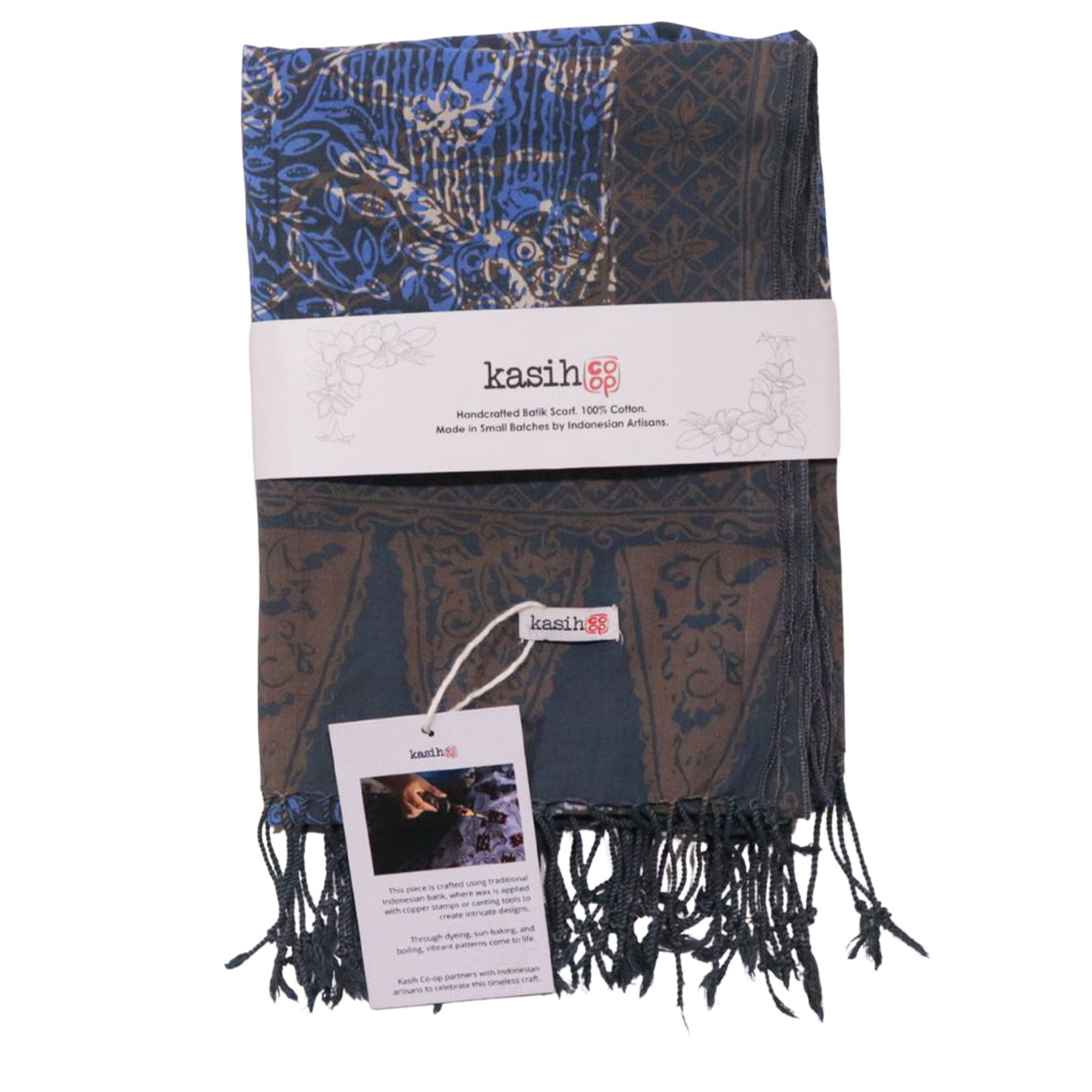 Handmade Batik Scarf - 100% Soft Cotton - Butterfly Brown