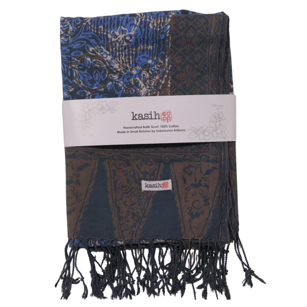 Handmade Batik Scarf - 100% Soft Cotton - Butterfly Brown