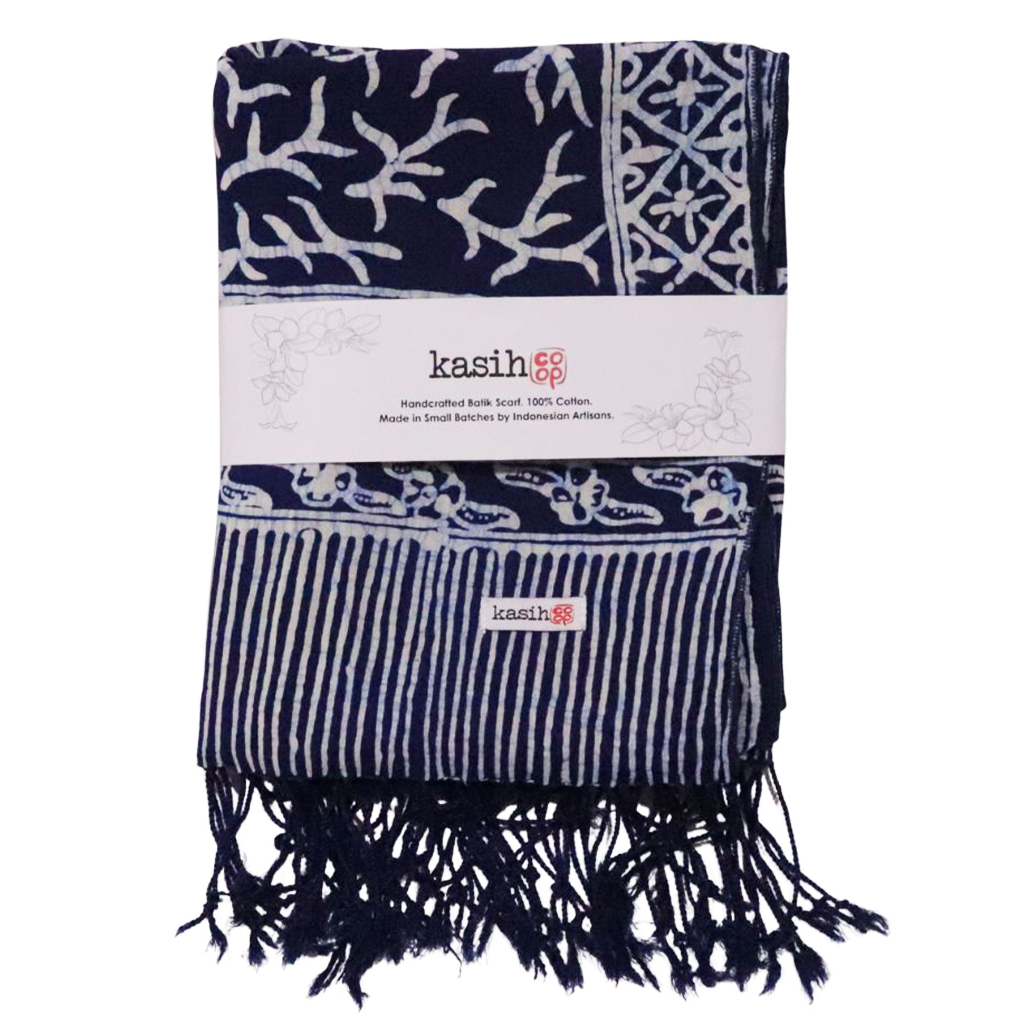 Handmade Batik Scarf - Soft Cotton - Mark, Blue