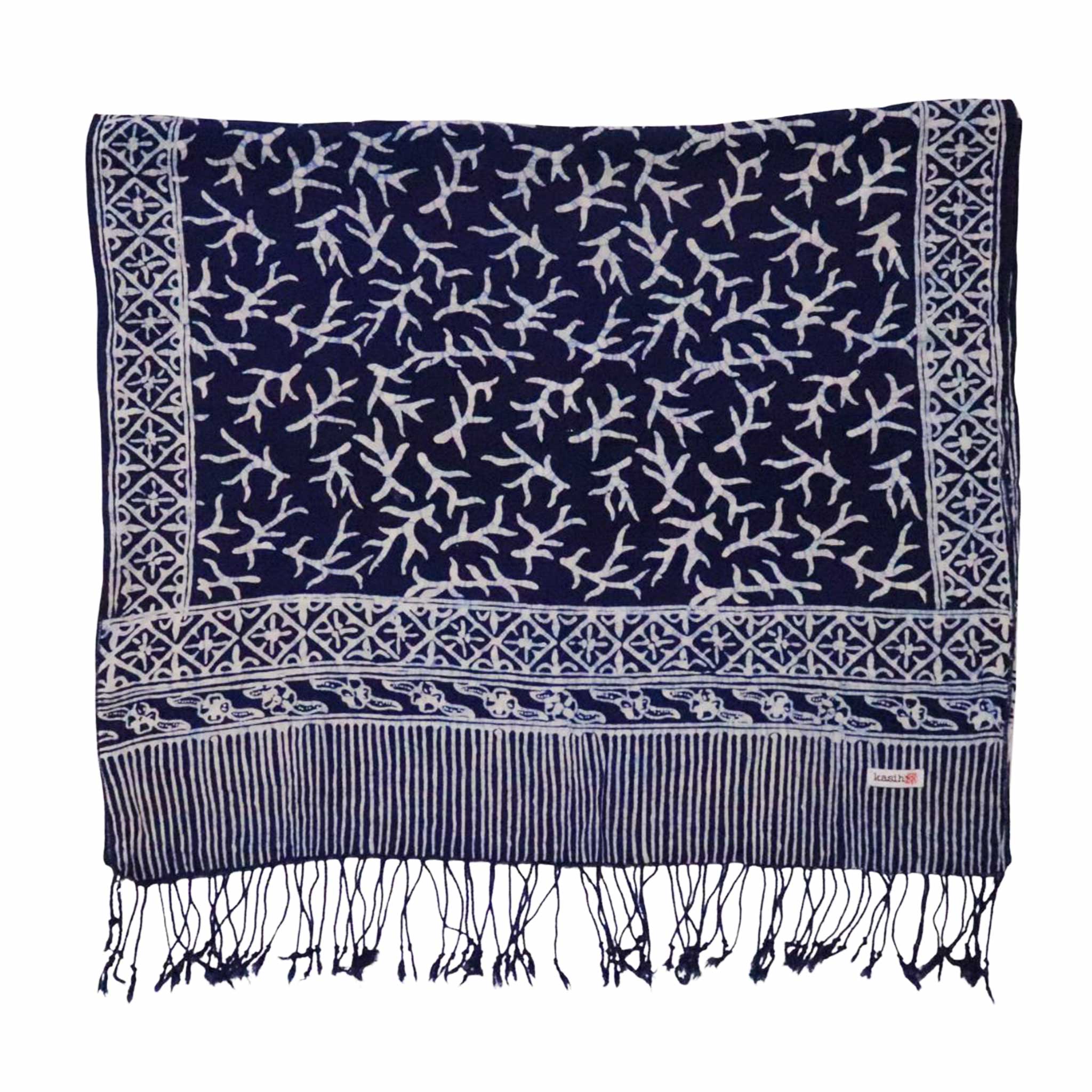 Handmade Batik Scarf - Soft Cotton - Mark, Blue