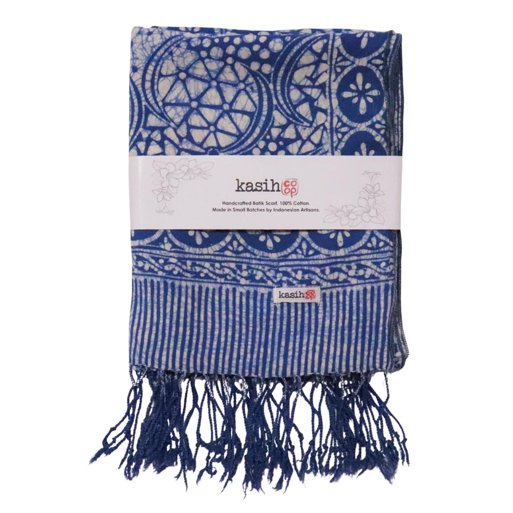 Handmade Batik Scarf - Cotton Fabric - Stone