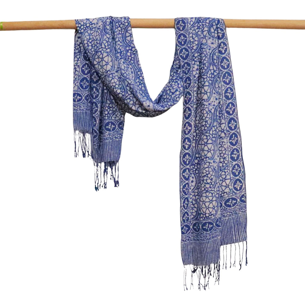 Handmade Batik Scarf - Cotton Fabric - Stone