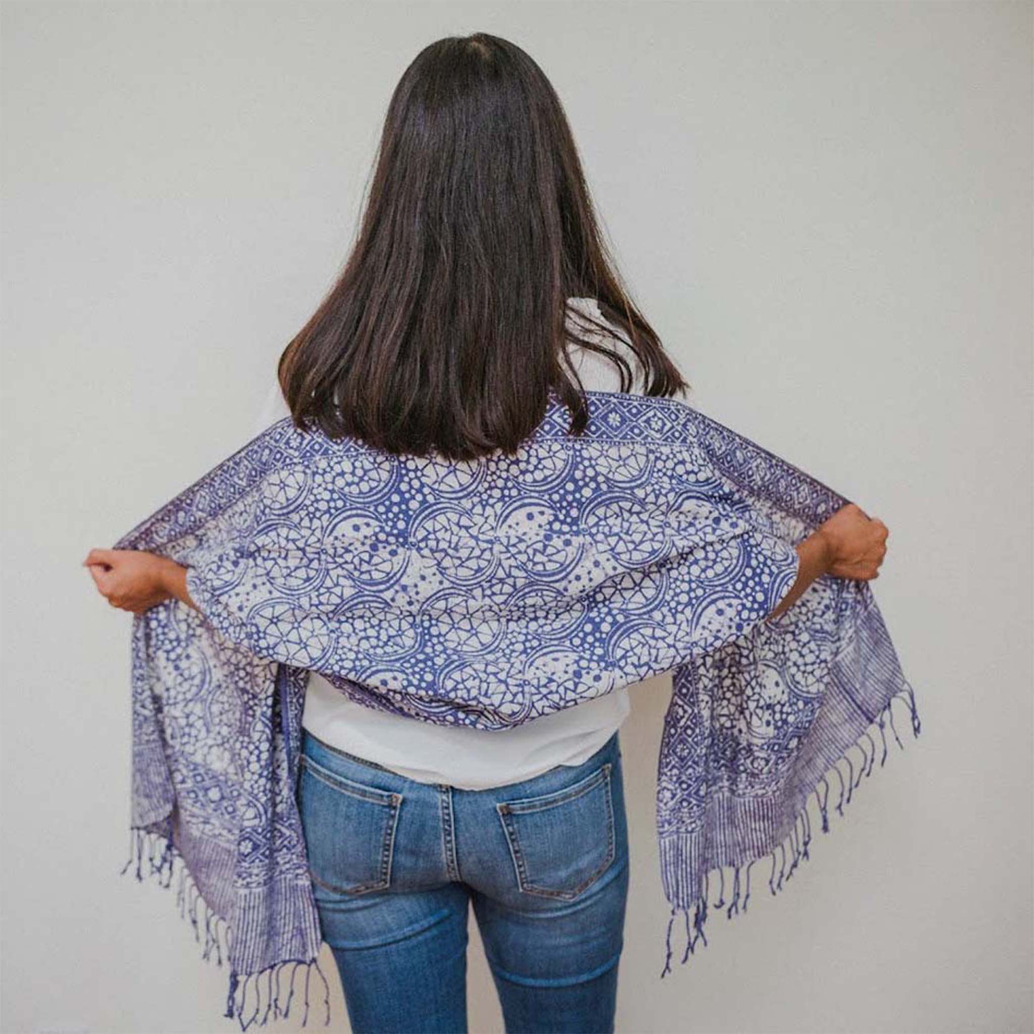 Handmade Batik Scarf - Cotton Fabric - Stone