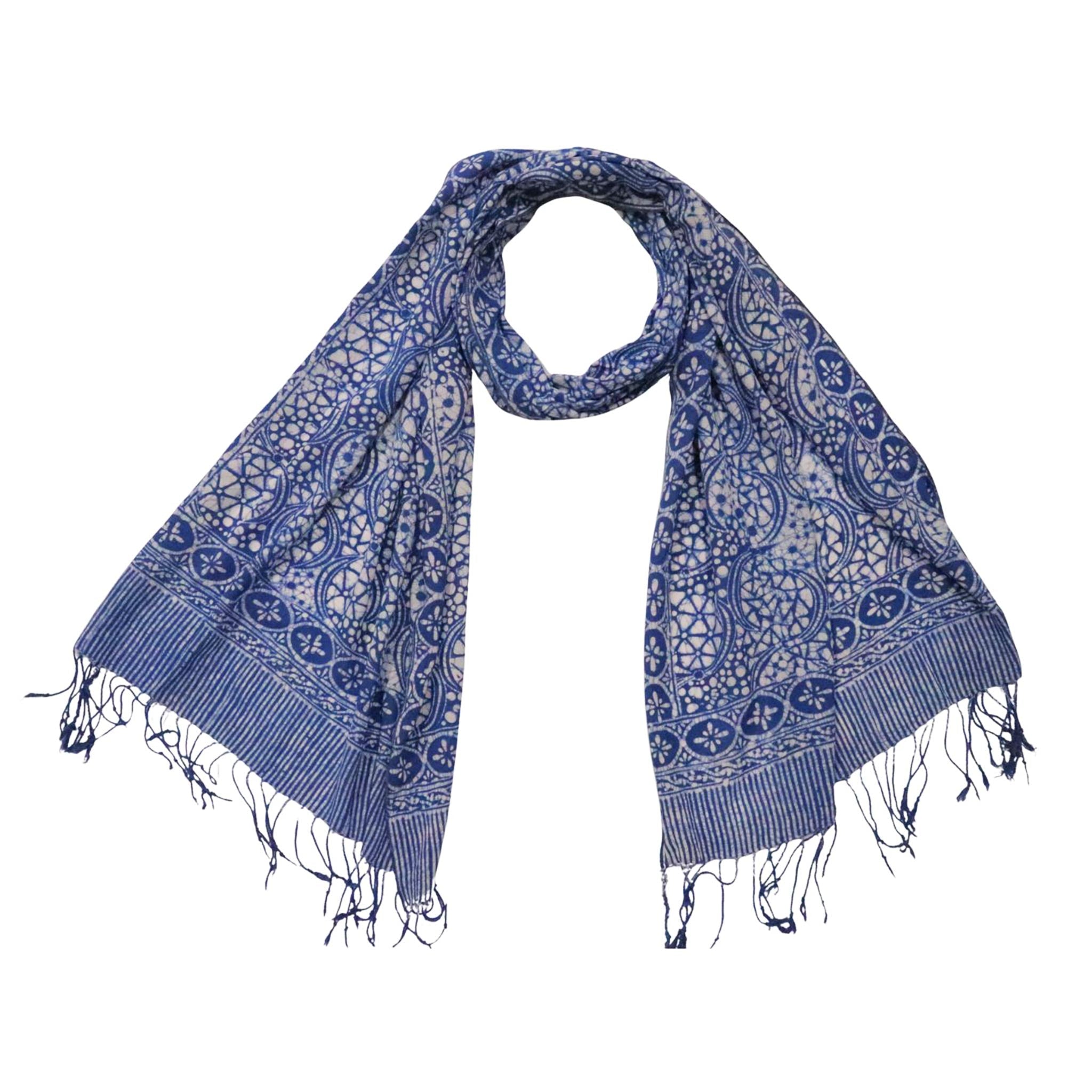 Handmade Batik Scarf - Cotton Fabric - Stone