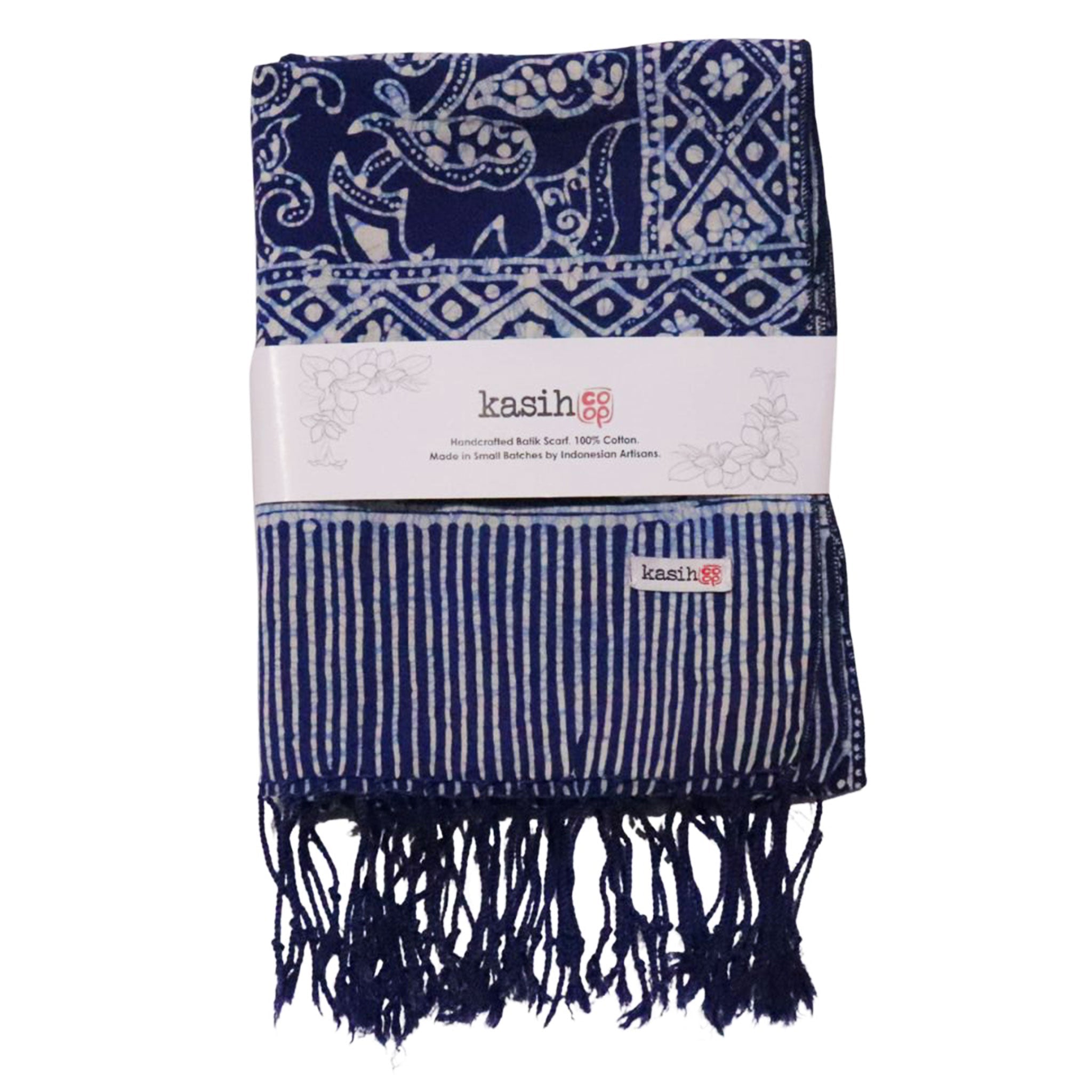 Handmade Batik Scarf - Cotton - Wings, Blue