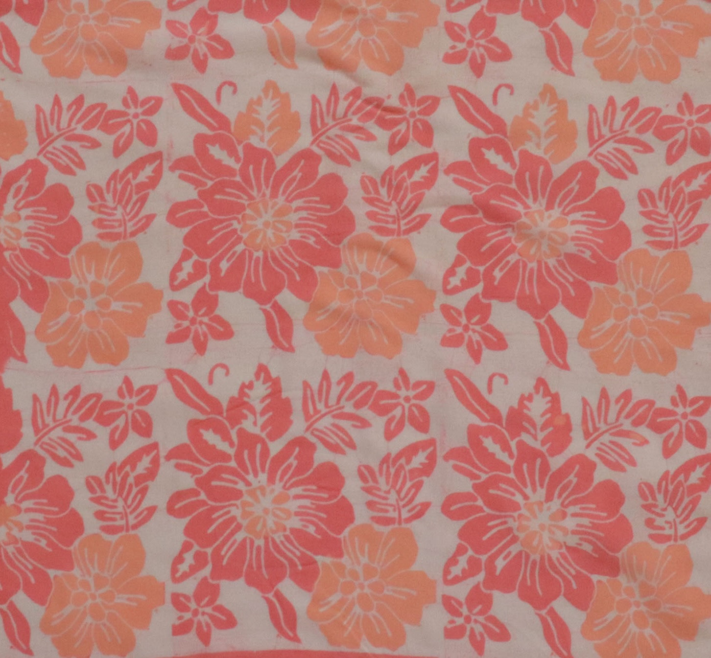 Handmade Batik Scarf, 100% Soft Cotton, Pink Bloom, Floral