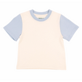 Kids Colorblock Tee in White with Light Blue