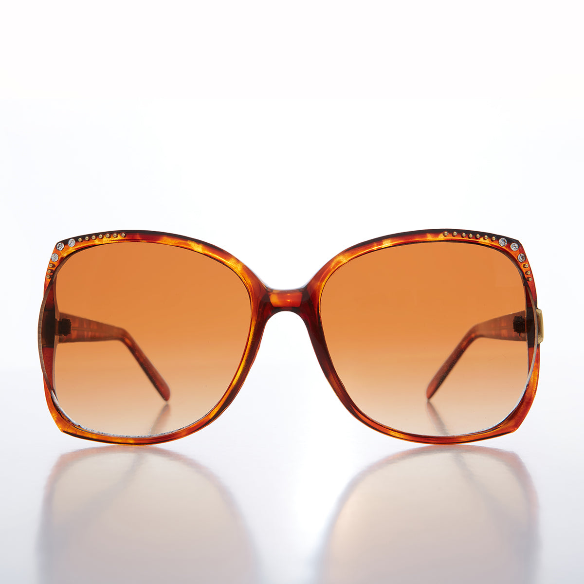 Oversized Women's Sunglass with Rhinestones - Lady