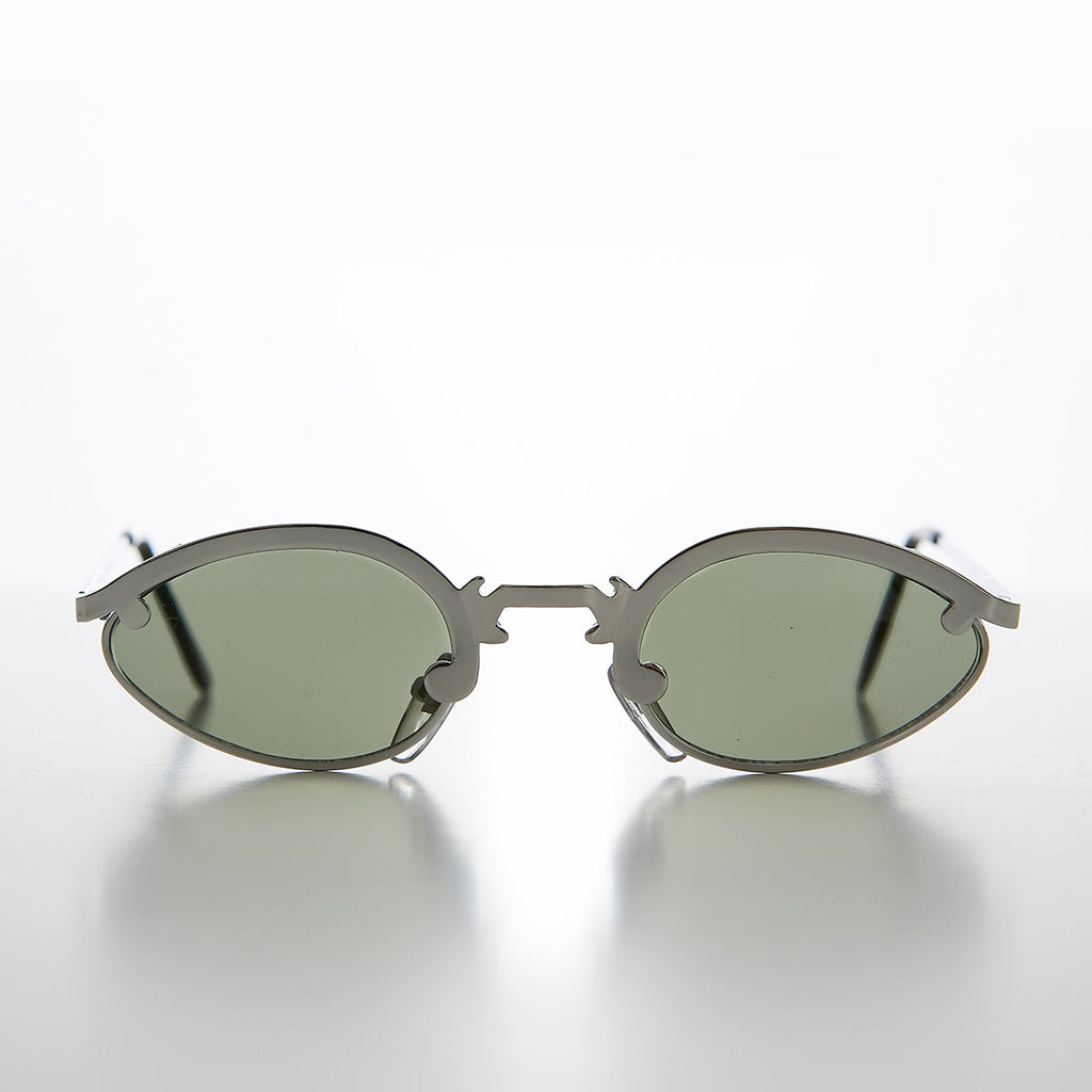 Unique Oval Metal Vintage 90s Sunglass - Lotus