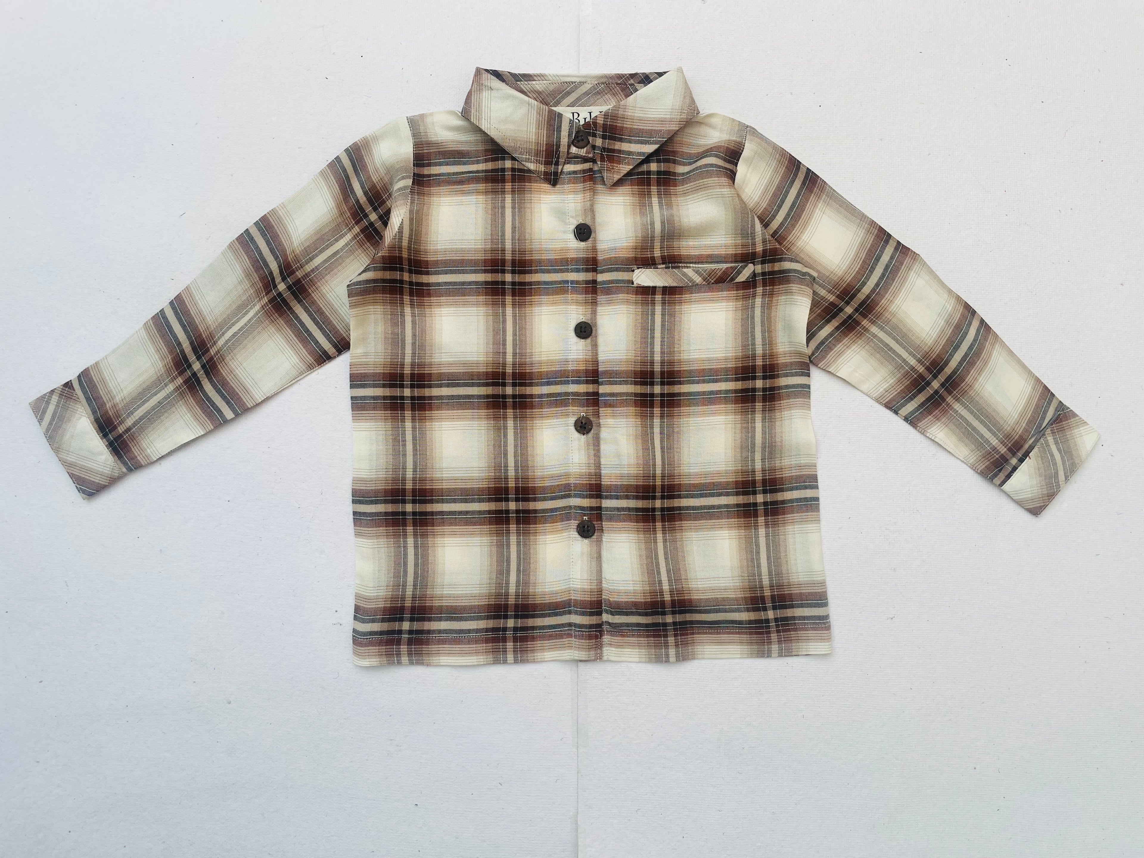 Brown Plaid Boy's Shirt