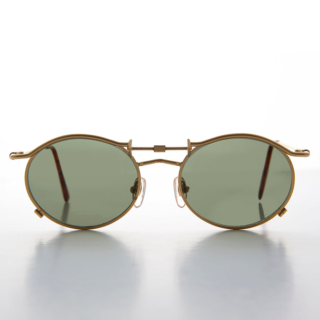 90s Oval Steampunk Sunglass Optical Quality - Lucian