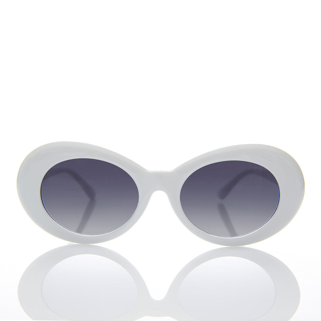 White Oval Cat Eye Clout Sunglass - Lulu 2