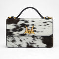 Loyal West VALENCIA OSTRICH LEATHER BAG - BLACK & WHITE COWHIDE