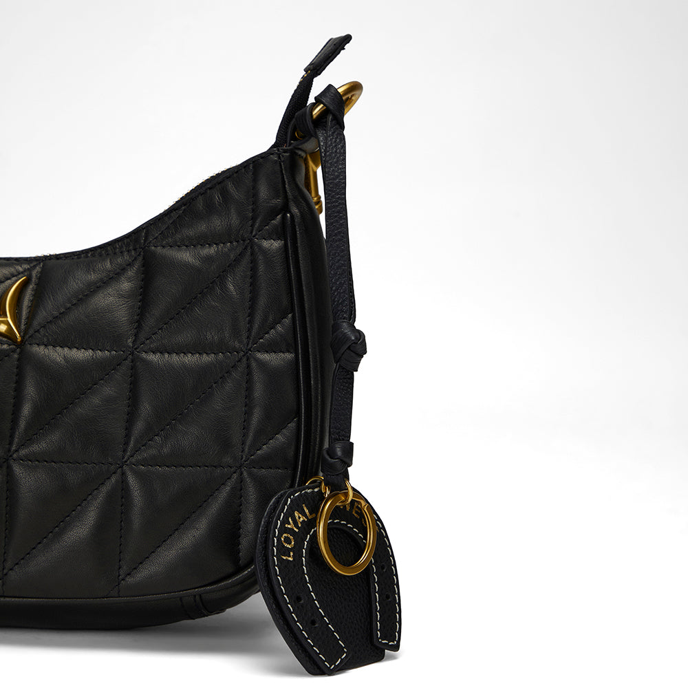 Loyal West HORSE SHOE BAG CHARM IN CALF LEATHER - BLACK