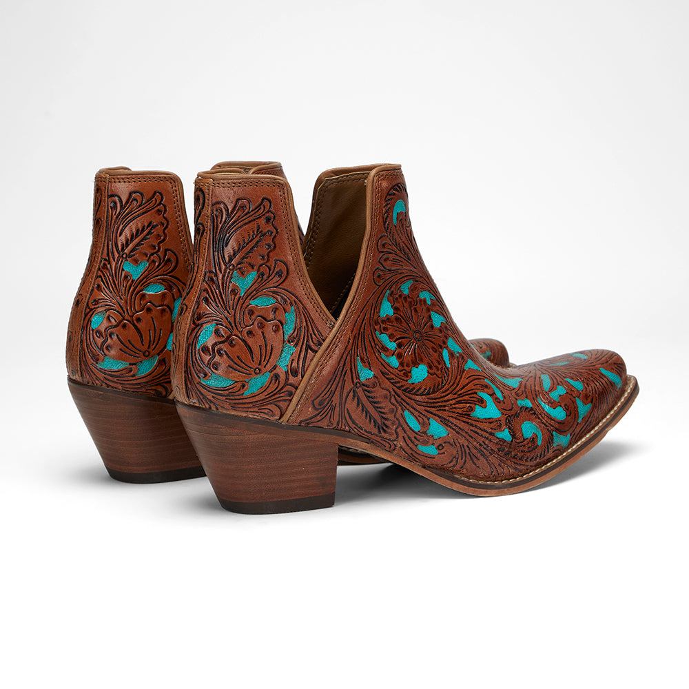 Loyal West X Myra Handtooled Booties - Turquoise