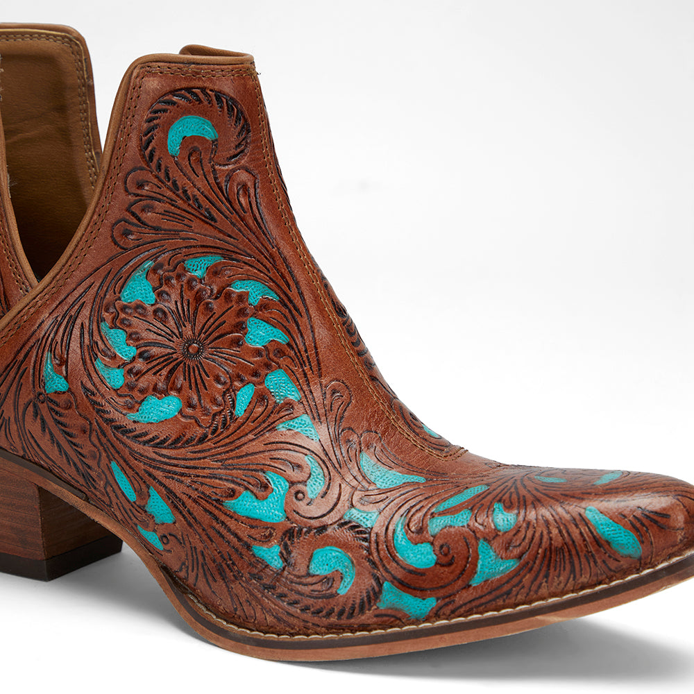 Loyal West X Myra Handtooled Booties - Turquoise