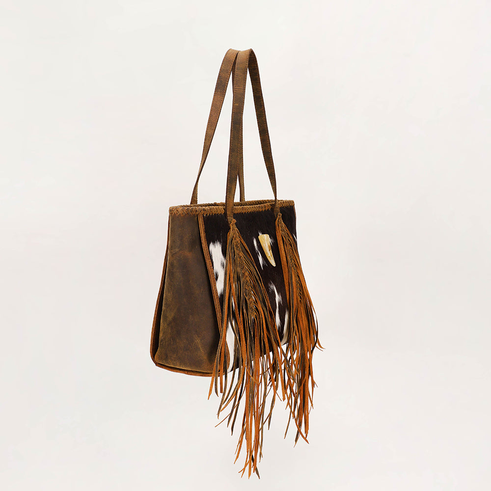Loyal West Hide And Fringe Medium Cowhide Purse