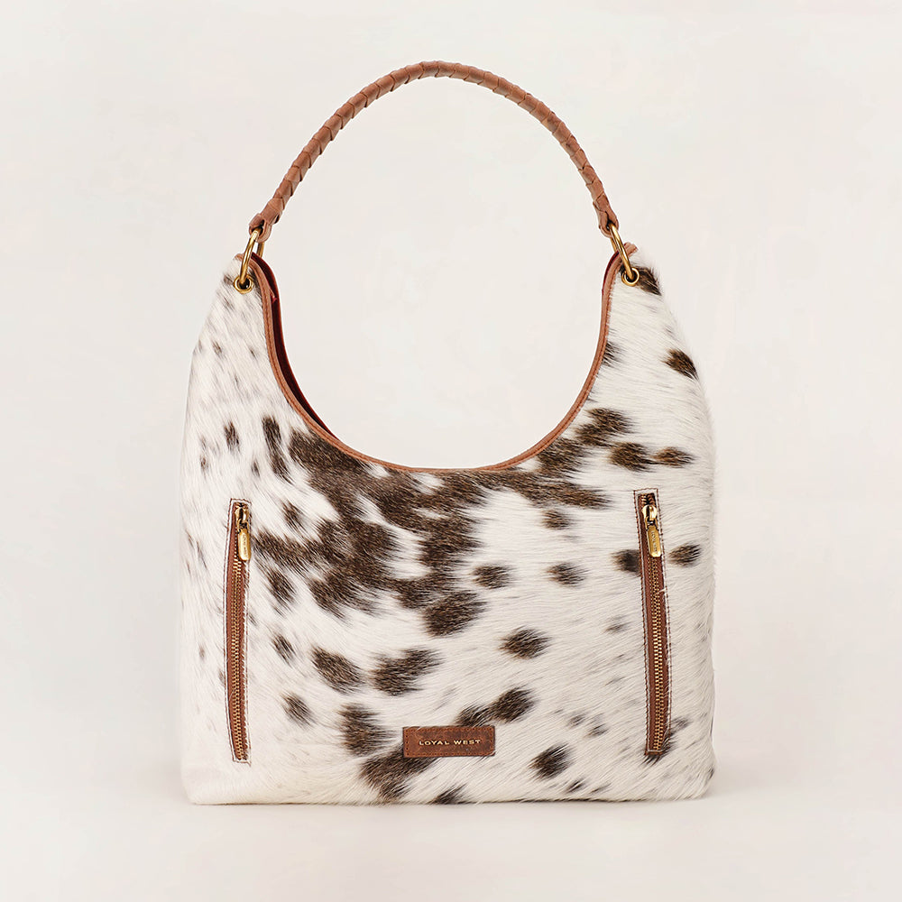 Loyal West LW Large Purse for Women with hairon leather and smooth calfskin with comfortable strap