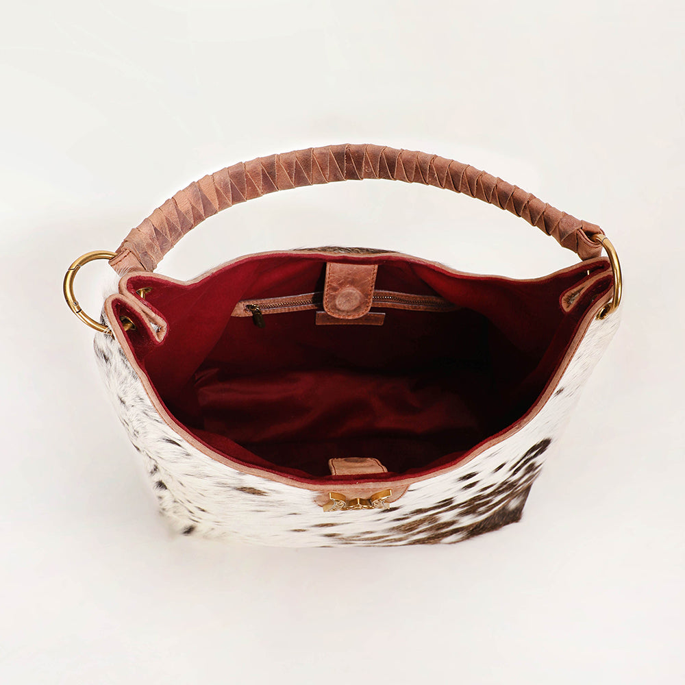 Loyal West LW Large Purse for Women with hairon leather and smooth calfskin with comfortable strap